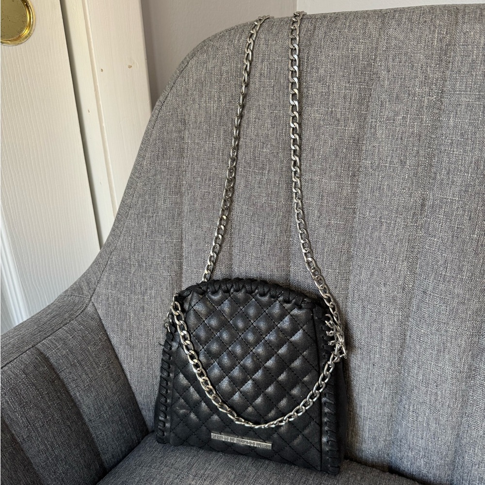 Steve Madden Quilted Black Chain Crossbody Bag